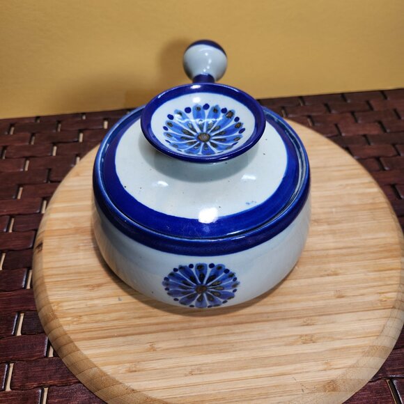 Ken Edwards El Palomar Guadalajara Blue Flower Lidded Bowl Mexican Pottery VTG - Picture 5 of 9